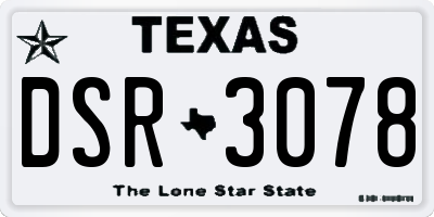 TX license plate DSR3078