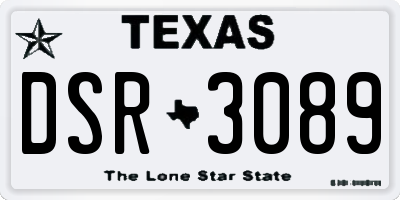 TX license plate DSR3089