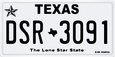 TX license plate DSR3091