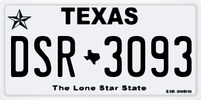 TX license plate DSR3093