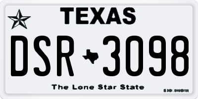 TX license plate DSR3098