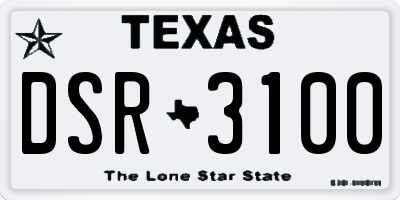 TX license plate DSR3100