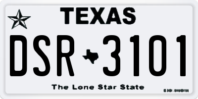 TX license plate DSR3101
