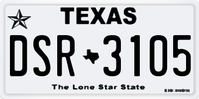 TX license plate DSR3105