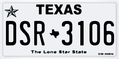 TX license plate DSR3106