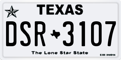 TX license plate DSR3107