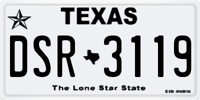 TX license plate DSR3119