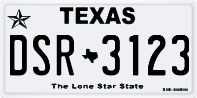 TX license plate DSR3123