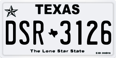TX license plate DSR3126