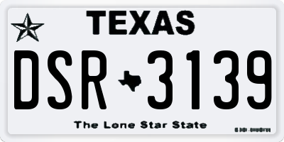 TX license plate DSR3139