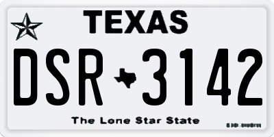 TX license plate DSR3142