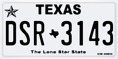TX license plate DSR3143