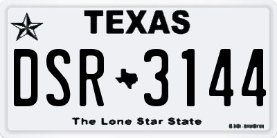 TX license plate DSR3144