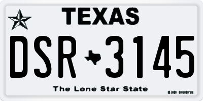 TX license plate DSR3145