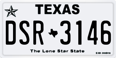 TX license plate DSR3146