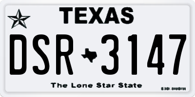 TX license plate DSR3147