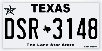 TX license plate DSR3148