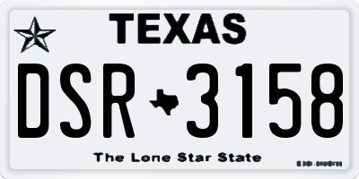 TX license plate DSR3158