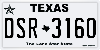 TX license plate DSR3160