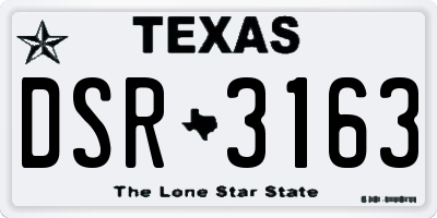 TX license plate DSR3163