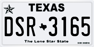 TX license plate DSR3165