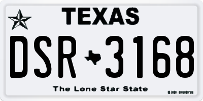 TX license plate DSR3168