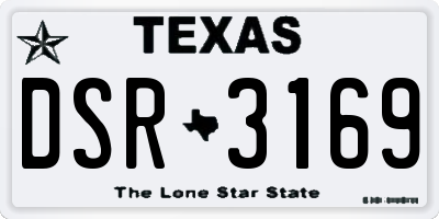 TX license plate DSR3169