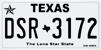 TX license plate DSR3172