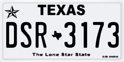 TX license plate DSR3173