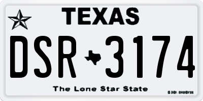 TX license plate DSR3174