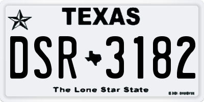 TX license plate DSR3182