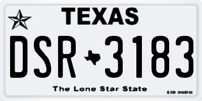 TX license plate DSR3183