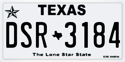 TX license plate DSR3184