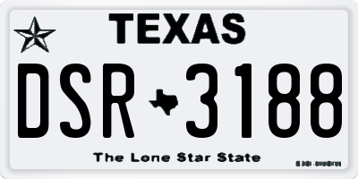 TX license plate DSR3188