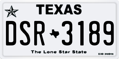 TX license plate DSR3189