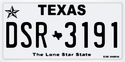 TX license plate DSR3191