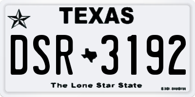 TX license plate DSR3192