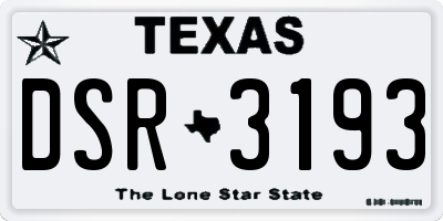 TX license plate DSR3193