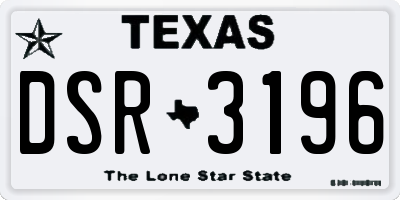 TX license plate DSR3196