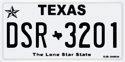 TX license plate DSR3201