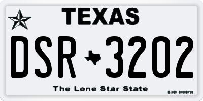 TX license plate DSR3202