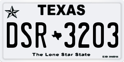 TX license plate DSR3203