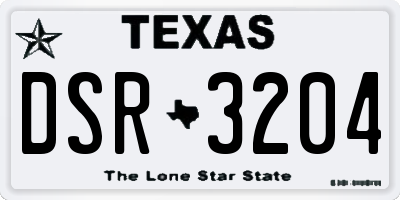 TX license plate DSR3204