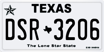 TX license plate DSR3206