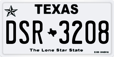 TX license plate DSR3208