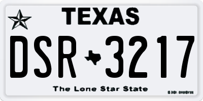 TX license plate DSR3217