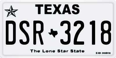 TX license plate DSR3218