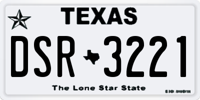 TX license plate DSR3221