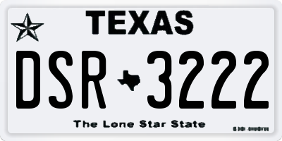 TX license plate DSR3222