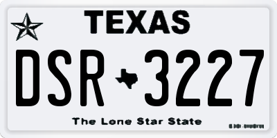 TX license plate DSR3227